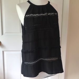 Loft black halter top size small petite sp tassels